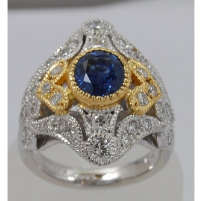 画像1: Pt900/K18サファイヤ、ダイヤ入りリング（指輪）オーダー例