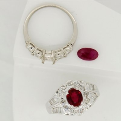 画像1: Ptルビーダイヤリング センターのルビー取り替え加工