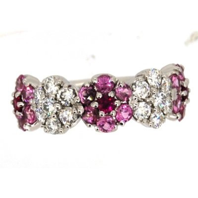 画像1: Pt900ピンクサファイヤ、ダイヤ入りリング　石留め