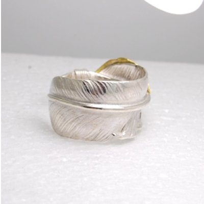 画像1: 【goro's】ゴローズ 金ハートフェザーネックレストップをリングにカスタマイズ