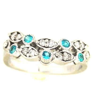 画像1: Pt900パライバトルマリン、ダイヤ入りリング オーダー加工例