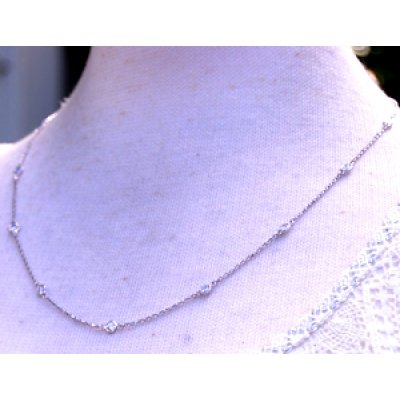 画像1: Pt900/K18WGダイヤモンドステーションネックレスにリフォーム例