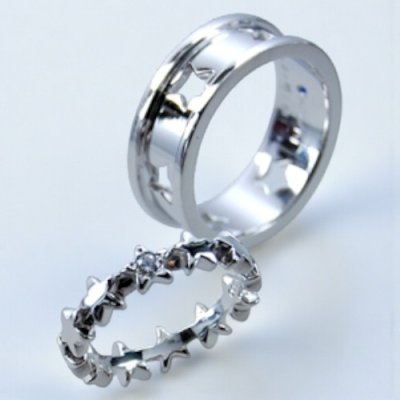 画像1: 【オーダー制作例】星モチーフのPt900オーダーマリッジリング