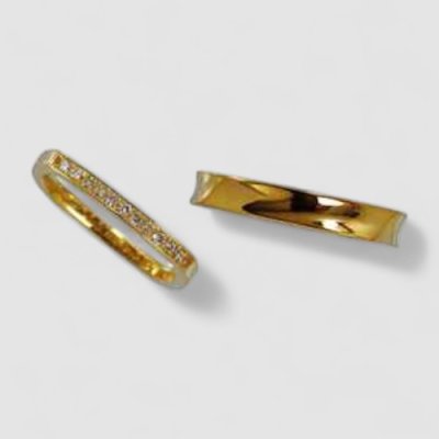 画像2: 【オーダー制作例】K18ゴールド 変形スクエアのマリッジリング