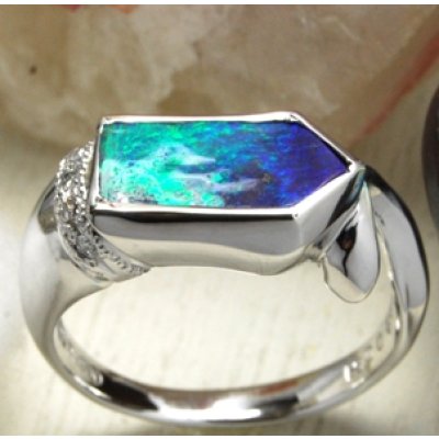 画像1: Pt900ボルダーオパールリングオーダー加工