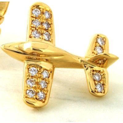 画像1: 【オーダー例】 K18ダイヤ入りオリジナル飛行機モチーフタイニーピン