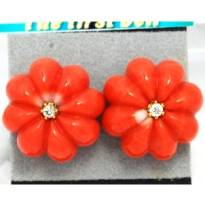 画像8: K18サンゴダイヤ入りオリジナルデザインピアス