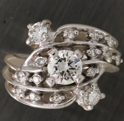 画像1: ダイヤ立て爪リング（指輪）、ダイヤファッションリングで1本のダイヤリングにリフォーム