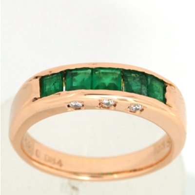 画像1: お婆様の形見のプラチナエメラルドの指輪を使いやすいデザインにピンクゴールドでリフォーム