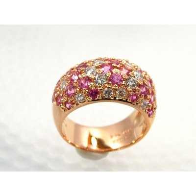 画像1: 【オーダー制作例】K18PGピンクサファイア・メレダイヤのパヴェピンキーリング