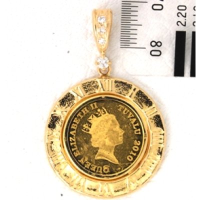 画像1: K18枠コインペンダントのバチカンにダイヤ