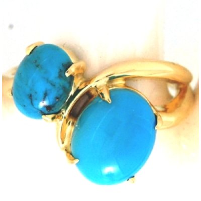 画像1: K18ターコイズ（トルコ石）2個入りリングオーダー制作