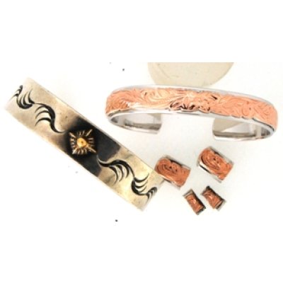 画像1: シルバー製ピンクゴールドメッキ入りのハワイアンジュエリーバングルのサイズ直し