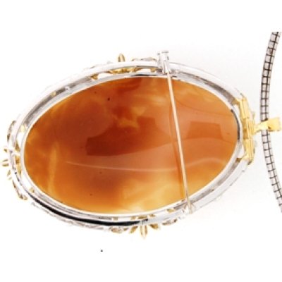 画像2: Pt900/K18ダイヤ入りカメオブローチをペンダント兼用に加工