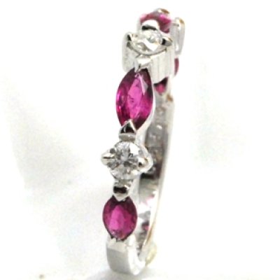 画像10: Pt900 マーキスルビー&ダイヤ リング