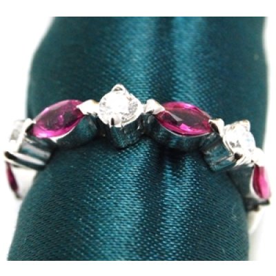 画像9: Pt900 マーキスルビー&ダイヤ リング