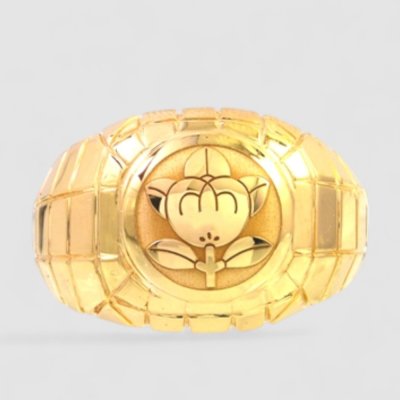 画像1: 【オーダー例】18金家紋入り印台風リング製作