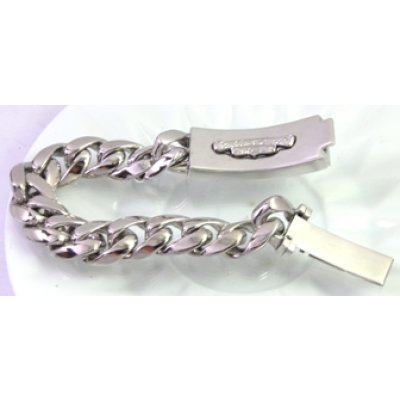 画像2: 【Chrome Hearts】クロムハーツ フローラルクロス IDブレスレットクラッシックチエーンのロジウムメッキ