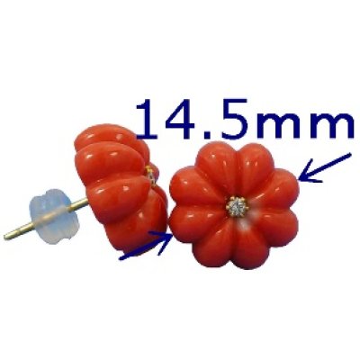 画像2: K18サンゴダイヤ入りオリジナルデザインピアス