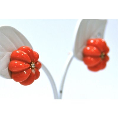 画像4: K18サンゴダイヤ入りオリジナルデザインピアス