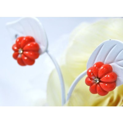 画像3: K18サンゴダイヤ入りオリジナルデザインピアス