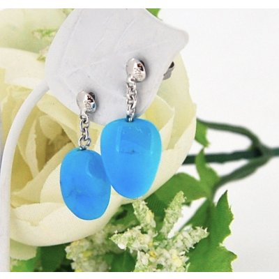 画像6: K18WGアリゾナターコイズタンブル　ピアス