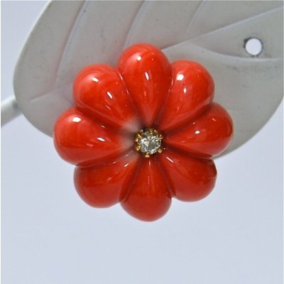 画像7: K18サンゴダイヤ入りオリジナルデザインピアス