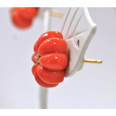 画像5: K18サンゴダイヤ入りオリジナルデザインピアス