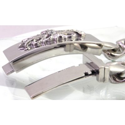 画像6: 【Chrome Hearts】クロムハーツ フローラルクロス IDブレスレットクラッシックチエーンのロジウムメッキ
