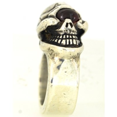 画像2: 【STOPLIGHT】ストップライト サイドスカルシルバーリング　ガーネット入りサイズ直し及び石取り替え例