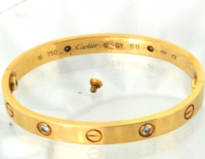 画像2: 【Cartier 】750イエローゴールド・カルティエ、ダイヤ入りラブブレスのネジ（ビス）制作、調整