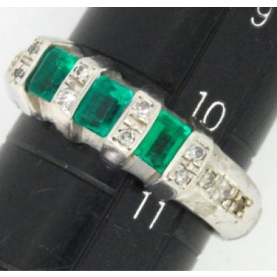 画像1: Pt900エメラルド、ダイヤ入りリングのサイズ直し