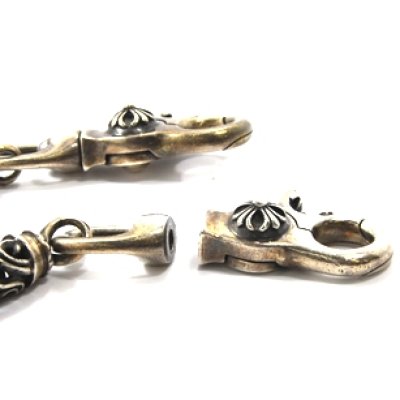 画像1: シルバーウォレットチェーンのナスカン・スイベル（回転カン）の真棒制作、バネ取り付け