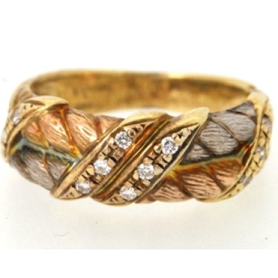 画像1: K18、Pt900スリーカラーダイヤ入りファッションリングクリーニング