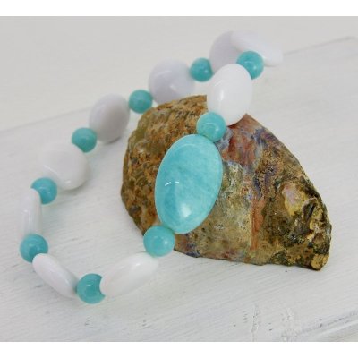 画像5: アマゾナイト×ホワイトアゲートブレスレット