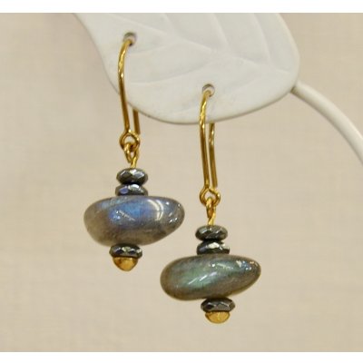 画像6: K18ラブラドライト×ヘマタイトピアス