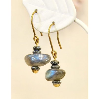 画像7: K18ラブラドライト×ヘマタイトピアス