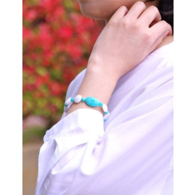 画像4: アマゾナイト×ホワイトアゲートブレスレット