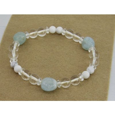 画像9: アクアマリン・ハウライト&水晶 ブレスレット
