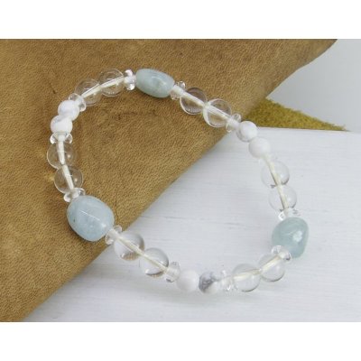画像7: アクアマリン・ハウライト&水晶 ブレスレット