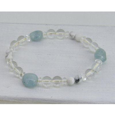 画像8: アクアマリン・ハウライト&水晶 ブレスレット
