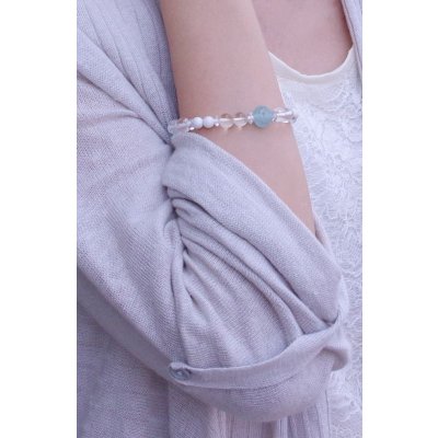 画像5: アクアマリン・ハウライト&水晶 ブレスレット