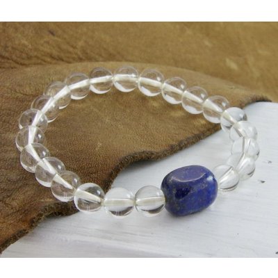 画像1: ラピスラズリタンブル×水晶 ブレスレット