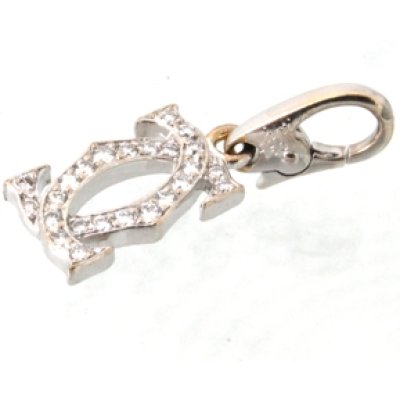 画像1: カルティエ・チャーム2Cモチーフ フルダイヤ新品仕上げ