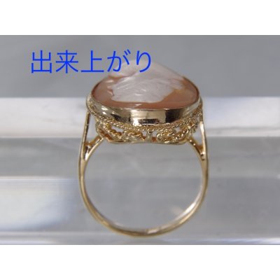 画像3: シルバー枠のカメオリングを金メッキ加工