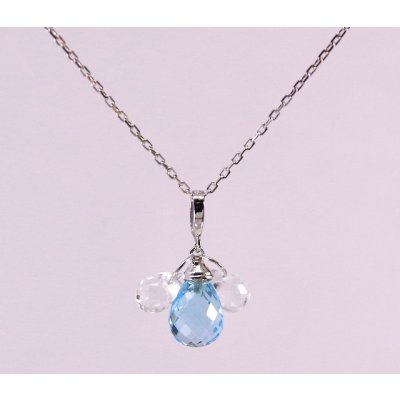 画像7: Pt900/K18WGブルートパーズ×水晶ブリオレットカットネックレス
