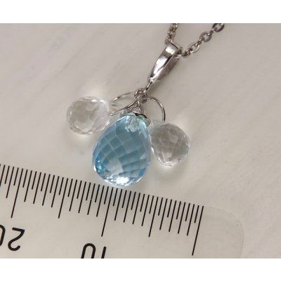 画像6: Pt900/K18WGブルートパーズ×水晶ブリオレットカットネックレス