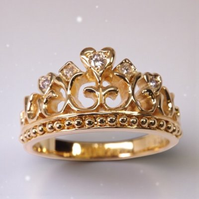 画像1: 【オーダー例】持ち込み素材で作るK18ダイヤ入りティアラリング