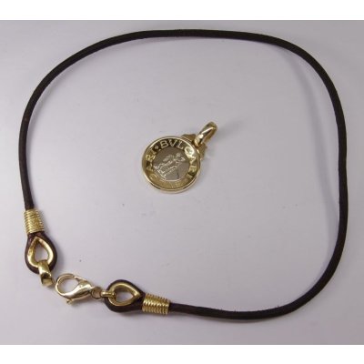 画像1: ブルガリ ホロスコープ 星座 コンビ ブラウン レザー K18ゴールドネックレスバネ交換