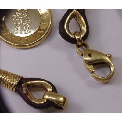 画像5: ブルガリ ホロスコープ 星座 コンビ ブラウン レザー K18ゴールドネックレスバネ交換